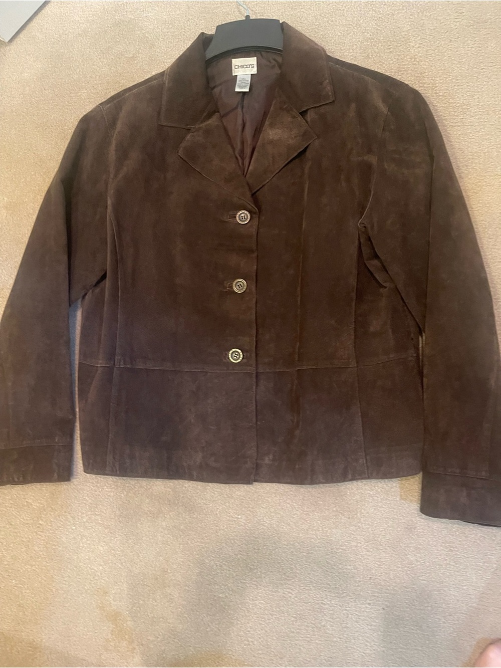 Chicos real suede leather jacket brown lk nu chico 2 or miss large